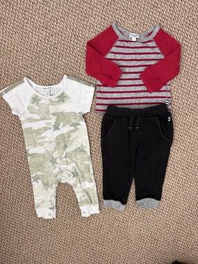 Splendid Baby Boy Bundle - Onesie (0-3M) and 2-Piece Jogger Set (3-6M)